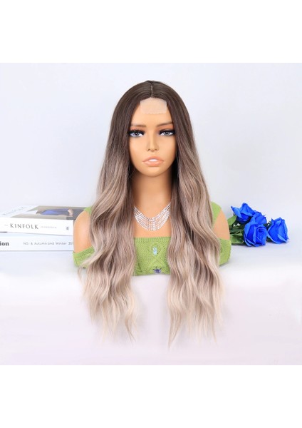 Rus Kumralı Beyaz Platin Ombre ve Röfleli Tül Peruk