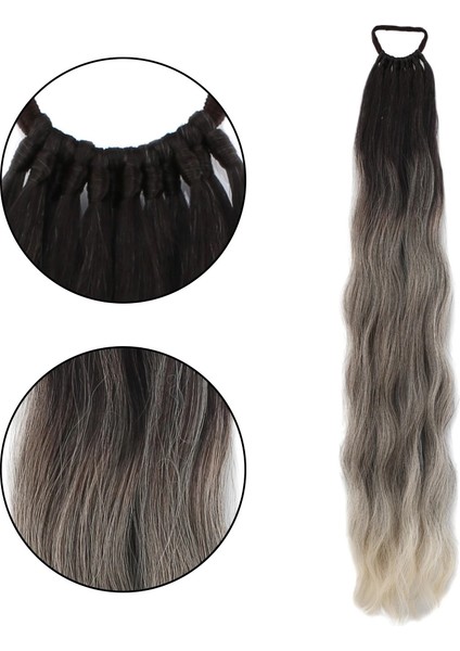 Lastik Tokalı At Kuyruğu Su Dalgalı - Kumral / Beyaz Platin Ombre fiyatları