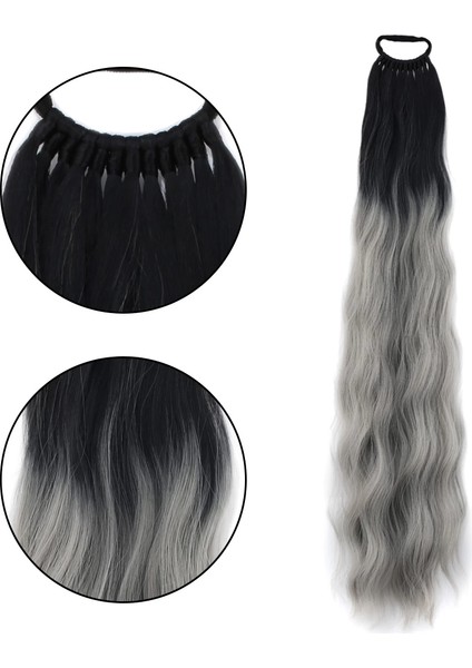 Lastik Tokalı At Kuyruğu Su Dalgalı - Siyah / Gri Ombre fiyatları