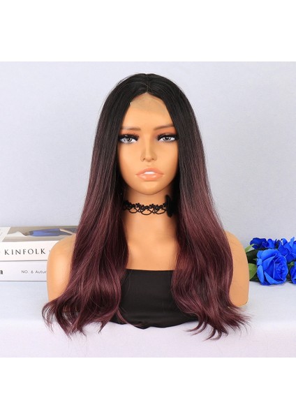 Siyah Açık Kızıl Ombreli Tül Peruk