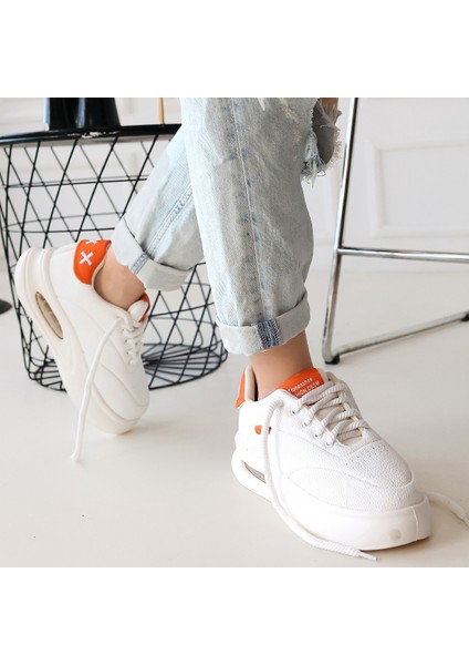 Chris Beyaz Cilt Turuncu Detaylı Bağcıklı Spor Ayakkabı fiyatları