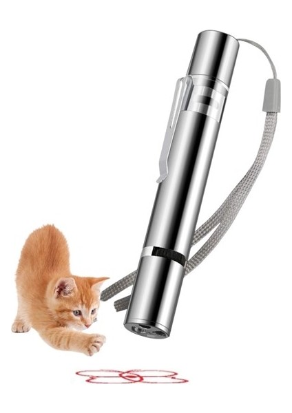 USB Ile Şarj Edilebilen 3ın 1 Kırmızı Işık +Beyaz LED Meşale Işık + Uv El Feneri Kedi Lazeri (5224)