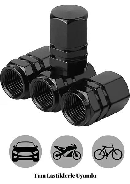 Alüminyum Altıgen Sibop Kapağı 4'lü Siyah Sibob Kapağı