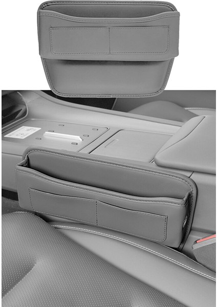 Deri Araç Araba Koltuk Arası Organizer Koltuk Arası Cep Boşluk Doldurma Organizeri Gri