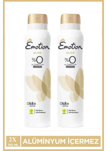 2 Adet Emotion Bliss Kadın Vegan Deodorant 150 ml Hızlı Kurur , Leke Bırakmaz