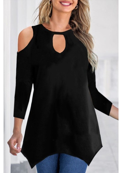Kadın Uzun Kollu Omuz ve Göğüs Dekolte Detay Viskon Bluz modelleri