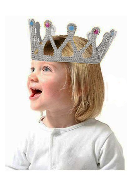Gümüş Renk Çocuk ve Yetişkin Uyumlu Kraliçe Tacı Prenses Tacı 8X25 cm (5224)