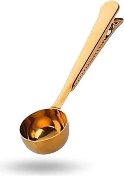 Büro Ev Ofis Mutfağı Için 17CM Golden Çelik Mandallı Kahve Ölçü Kaşığı