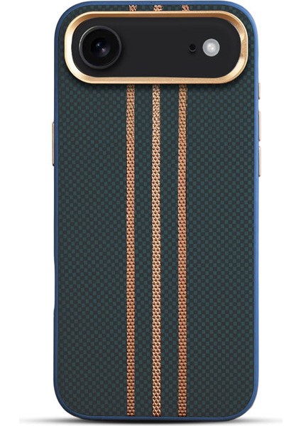 Apple iPhone 17 Air Uyumlu Kılıf Zebana Goldrix Karbon Fiber M-Safe Kılıf Lacivert fiyatları