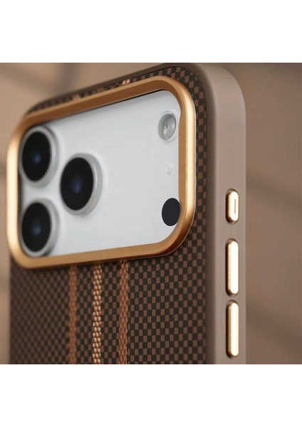 Apple iPhone 17 Air Uyumlu Kılıf Zebana Goldrix Karbon Fiber M-Safe Kılıf Lacivert modelleri