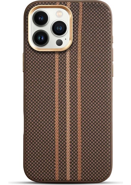Apple iPhone 15 Pro Max Uyumlu Kılıf Zebana Goldrix Karbon Fiber M-Safe Kılıf Kahverengi fiyatları