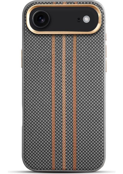 Apple iPhone 17 Air Uyumlu Kılıf Zebana Goldrix Karbon Fiber M-Safe Kılıf Gri fiyatları