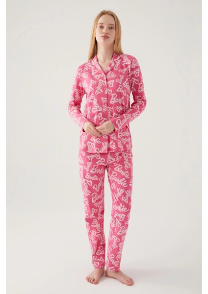 Barbie 1767-S Kadın Gömlek Yaka Pijama Takımı