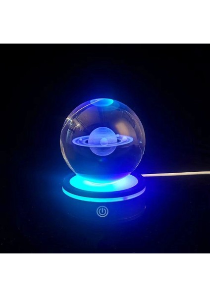 Satürn Gezegen Tasarım Dönen USB&039LI Cam Küre
