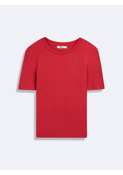 Kısa Kollu Sıfır Yaka Basıc Pembe T-Shırt