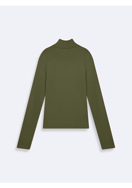 Uzun Kollu Balıkçı Yaka Basıc Yeşil Sweatshırt fiyatları