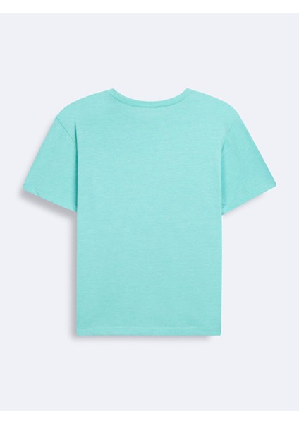 Kısa Kollu Sıfır Yaka Sıgn Baskılı Yeşil T-Shırt fiyatları