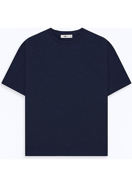 Kısa Kollu Sıfır Yaka Basıc Lacivert T-Shırt