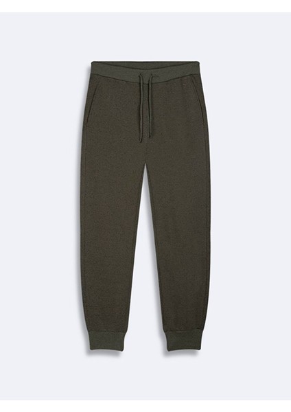 Beli Lastikli Dar Paça Basıc Yeşil Eşofman