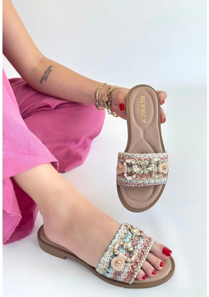 Gonne Renkli Hasır Dokuma Terlik