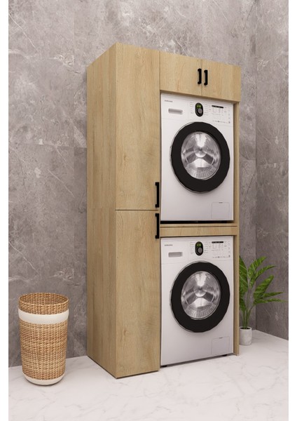 Mdf Çamaşır Makinesi ve Kurutma Makinesi Dolabı Standart ahşap lefkas meşe fırsatları