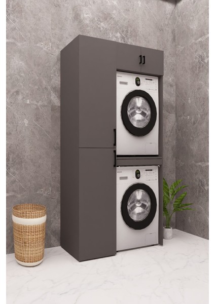 Mdf Çamaşır Makinesi ve Kurutma Makinesi Dolabı Standart antrasit fırsatları