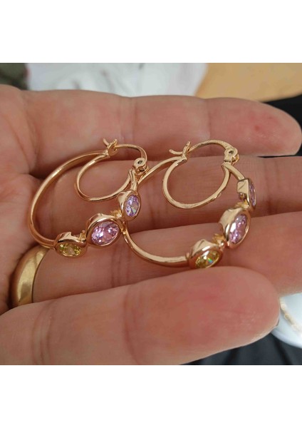 18K Rosegold Zirkon Taşlı Xp Halka Küpe fiyatları