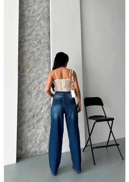 Baggy Süper Taş Bıyık Yıkama Koyu Mavi Jeans Pantolon D2007 fiyatları