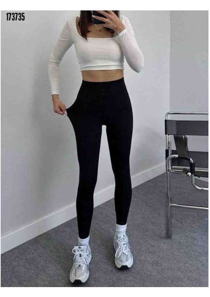 Kadın Yüksek Bel Korse Detay Toparlayıcı Tayt, Kırmızı Gül Figürlü Kolye Hediye