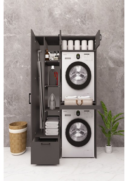 Mdf Çamaşır Makinesi ve Kurutma Makinesi Dolabı Ütü Masalı