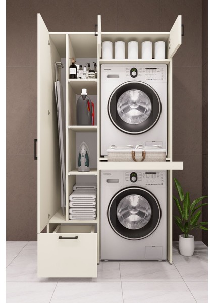 Mdf Çamaşır Makinesi ve Kurutma Makinesi Dolabı Ütü Masalı