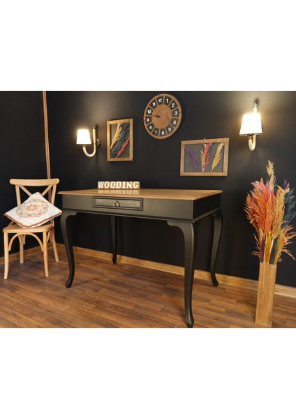 120 cm Çekmeceli Masif Siyah Naturel Çalışma Masası fırsatları