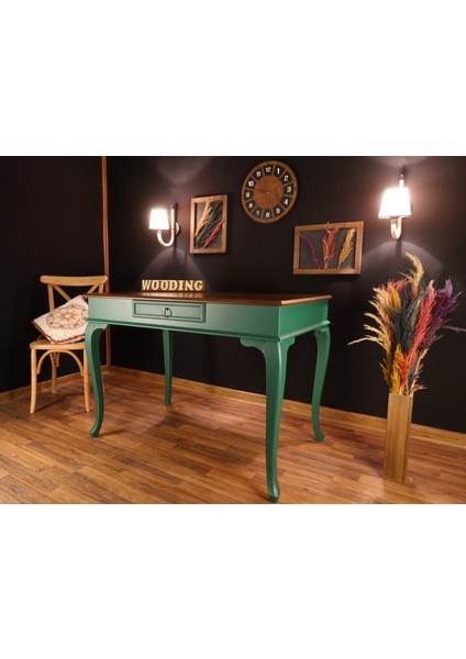 120 cm Çekmeceli Masif Yeşil Ceviz Çalışma Masası fırsatları