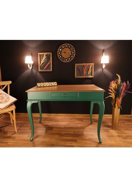 120 cm Çekmeceli Masif Yeşil Naturel Çalışma Masası fiyatları