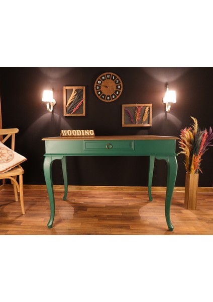 120 cm Çekmeceli Masif Yeşil Naturel Çalışma Masası modelleri