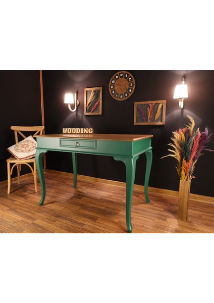 120 cm Çekmeceli Masif Yeşil Naturel Çalışma Masası fırsatları