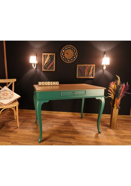 120 cm Çekmeceli Masif Yeşil Naturel Çalışma Masası indirimleri