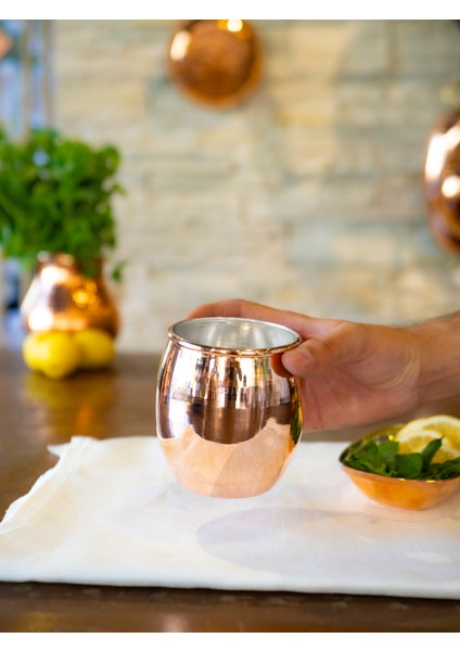 Bakır Bardak Tombul Kokteyl 2'li Bakır Renk