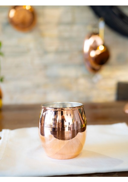 Bakır Bardak Tombul Kokteyl 2'li Bakır Renk