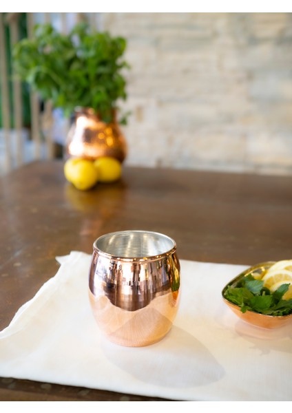 Bakır Bardak Tombul Kokteyl 2'li Bakır Renk