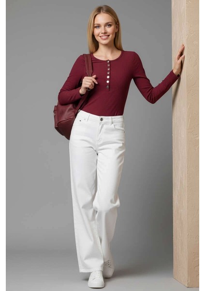 Çıtçıt Detaylı Bluz Bordo T4343 modelleri