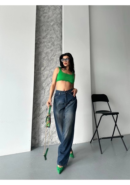 Baggy Süper Taş Bıyık Yıkama Kahve Tint Jeans Pantolon D2007 modelleri