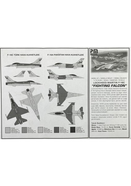 Model 301 1/72 F-16 Fighting Falcon Avcı-Bombardıman Uçağı Plastik Model Kiti indirimleri