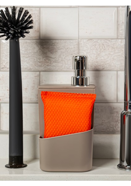 Sünger Hazneli Gümüş Kapaklı Mutfak Sıvı Sabunluk