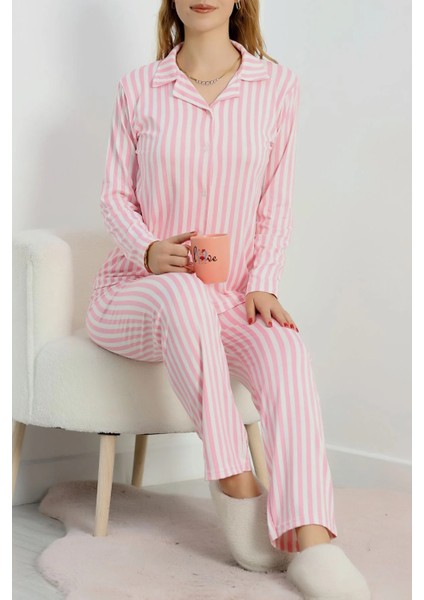 Pembe Çizgili Pijama Takımı modelleri