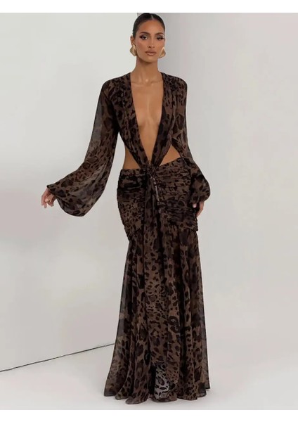 Reverıe Sırt Dekolteli Uzun Elbise