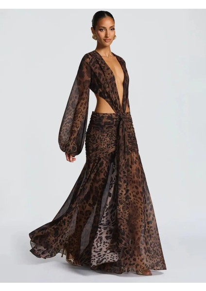 Reverıe Sırt Dekolteli Uzun Elbise