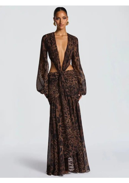 Reverıe Sırt Dekolteli Uzun Elbise