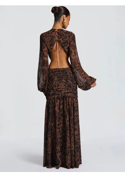 Reverıe Sırt Dekolteli Uzun Elbise