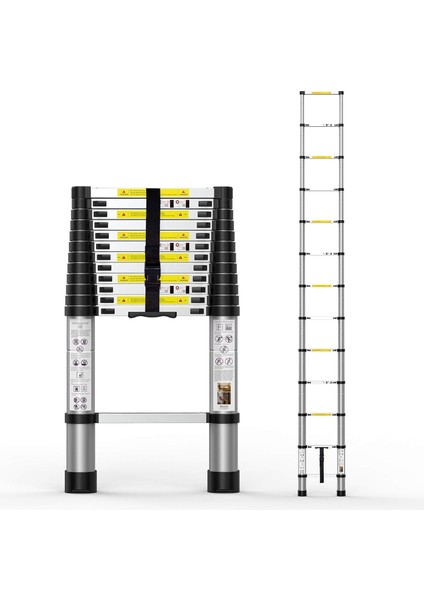 2,9 mt Paslanmaz Teleskopik Merdiven 10 Basamaklı